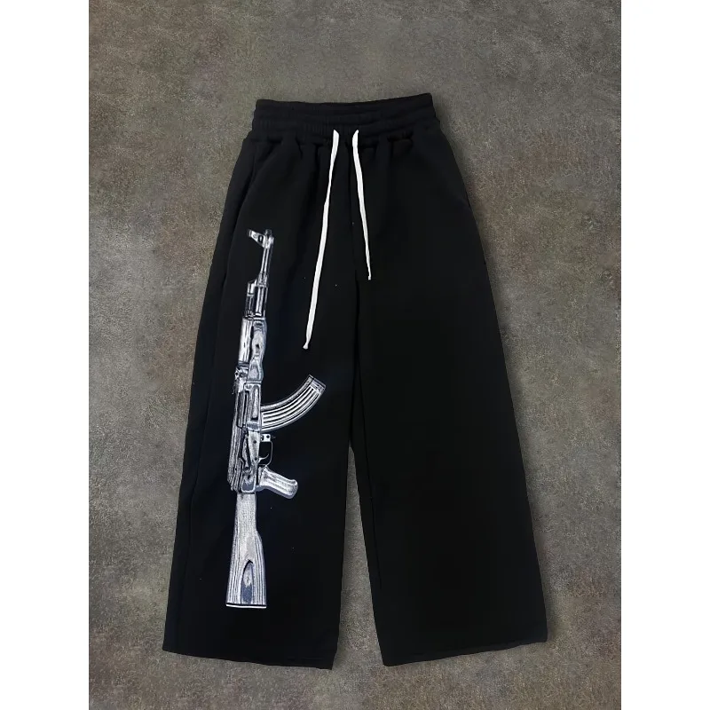 Retro Street Hip-Hop Loose Fit Hose Modische Coole Bedruckte Lässige Sporthose