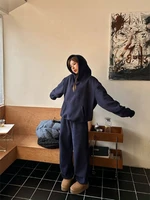 HOUZHOU Vintage Casual 2 Piece Sets Women Outfit Pant Sets Oversized Korean Style Tracksuit Autumn Basic Streetwear Harajuku 1