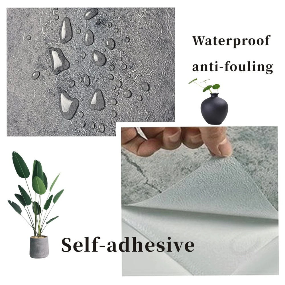 1PC 55CM  Wide Industrial Wind Self-adhesive Wallpaper Cement Gray Sticker Waterproof Retro Old Mottled Dark Gray Wallpaper 3