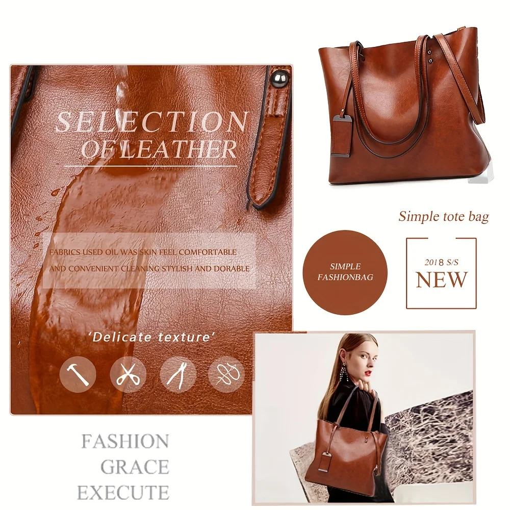 Borsa a tracolla da donna in pelle retrò classica alla moda borsa a tracolla per documenti borsa da lavoro borsa da viaggio per Computer - immagine 2