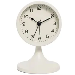 Vintage Nordic Silent Alarm Clock - Elegant Table and Bedside Nightlight Decor (White)