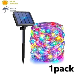Enhanced Outdoor Solar LED String Lights, Waterproof Copper Wire for Garden and Party Décor (Multicolor 1pack)