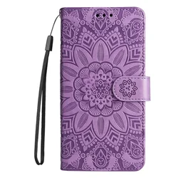 Luxury 3D Sunflower Wallet Flip Case - Shockproof PU Leather Phone Cover for Honor X7B 4G (PURPLE)