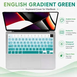Silicone Keyboard Cover for US Layout MacBook Air and Pro (Gradient Green)