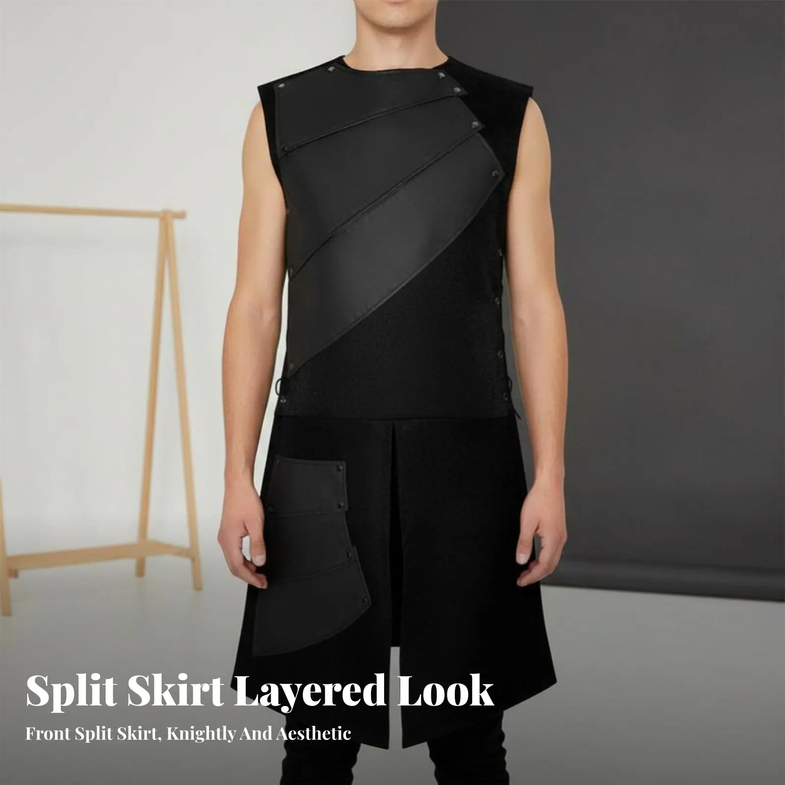 중세 서코트 바이킹 tH 및 민소매 패널 타바드 군인 복장 LARP 참가자용 H 및 M 사이즈 분할형