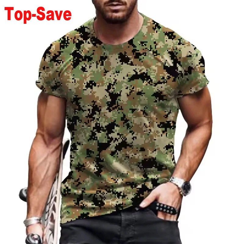 Herren 3D Camouflage T-Shirt Kurzarm Rundhals Casual Sport-T-Shirt Digital Camo Streetwear Mode Herren T-Shirts und Tanktops