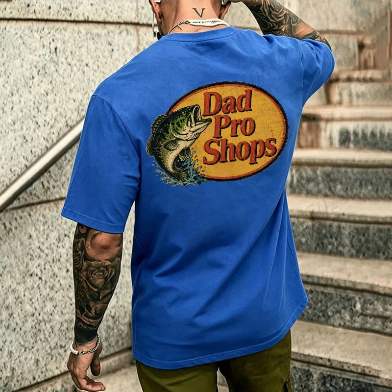 Vintage Fisherman Dad Humorous T-Shirts - Outdoor Crewneck Short Sleeve Oversized Tops