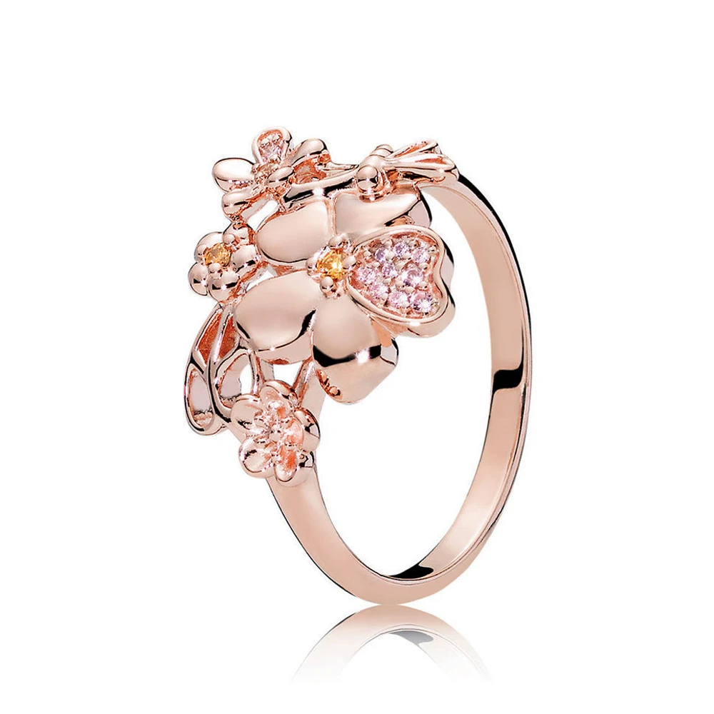 

Женское кольцо из серебра 925 пробы, с цветком розы