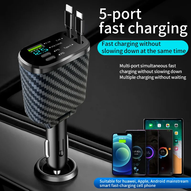 Multifunktionales 5-in-1-Dual-USB-Superschnellladegerät mit LED-Anzeige_voghion.com