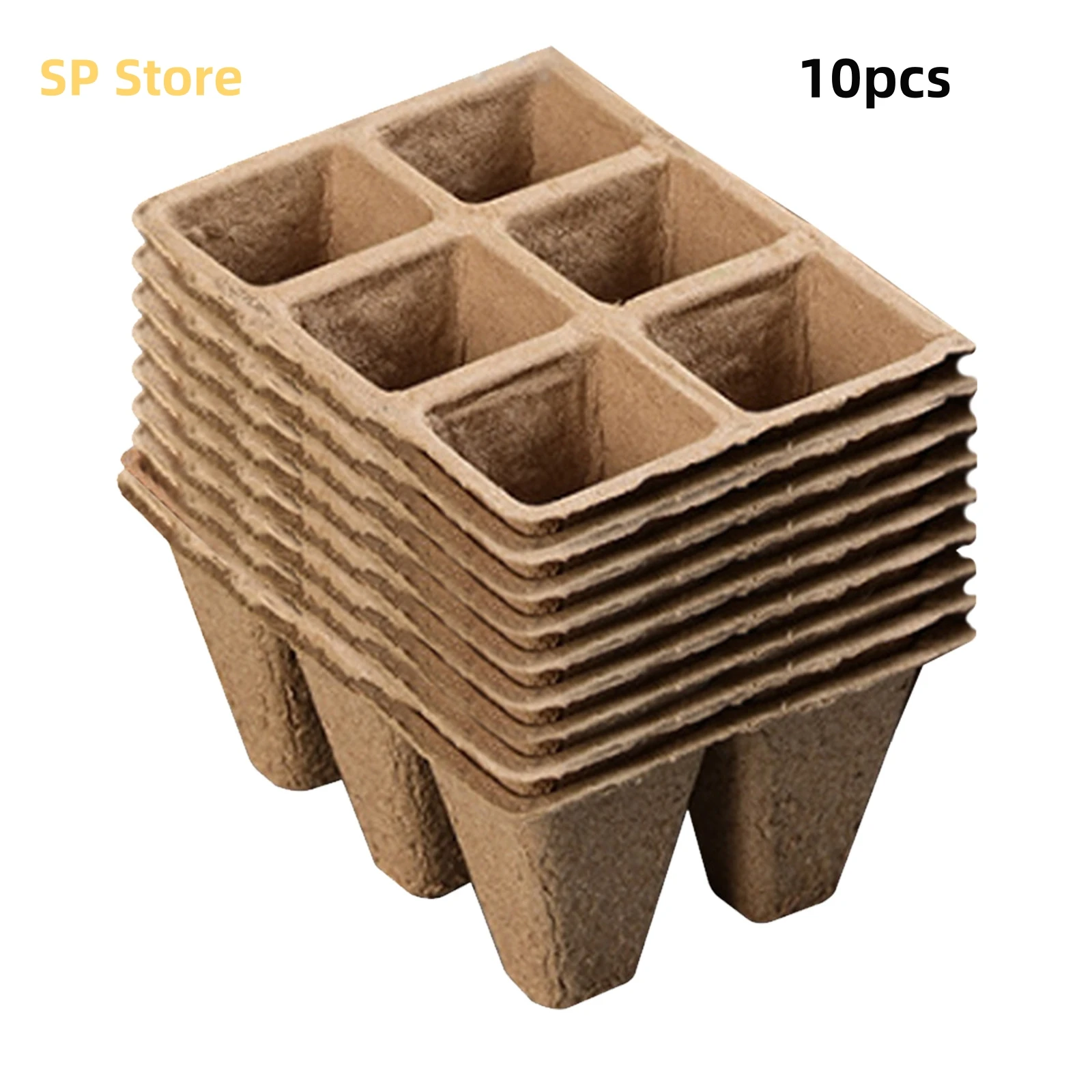 Non-Toxic Biodegradable Seedling Pots Peat Pots Seed Trays Seedling Germination Trays 6 Cells Paper 10pcs seed starter tray seedling tray