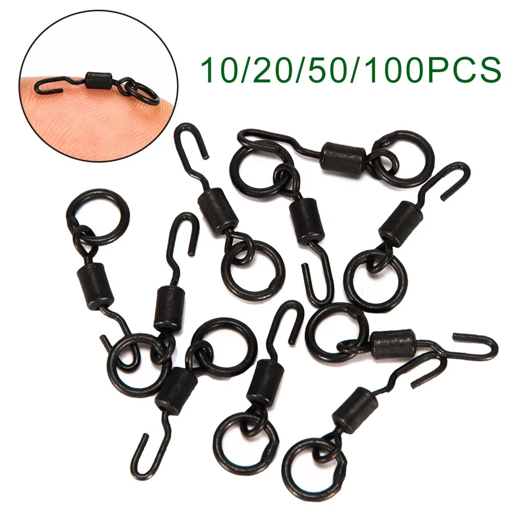 

10/20/50/100pcs Anti-glare Terminal Tackle Spinner Swivel Pesca Iscas Alloy Copper Ronnie Rigs Carp Fishing Quick Change Swivel