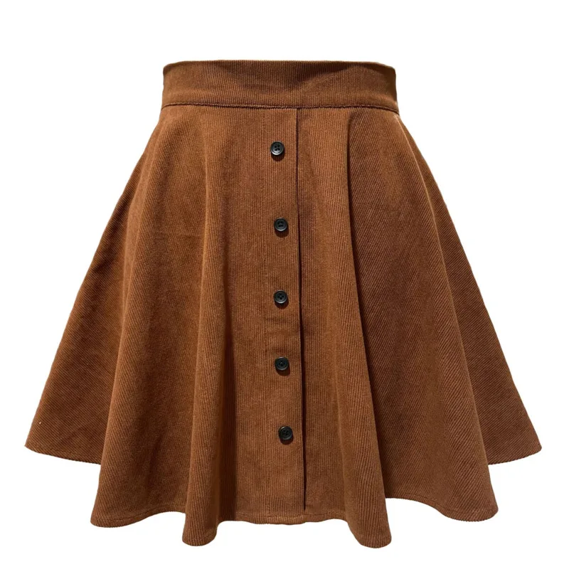 New Arrival Autumn Winter Corduroy Skirt Women Fashion High Waist Single Breasting Streetwear Casual A-line Skirts 2025