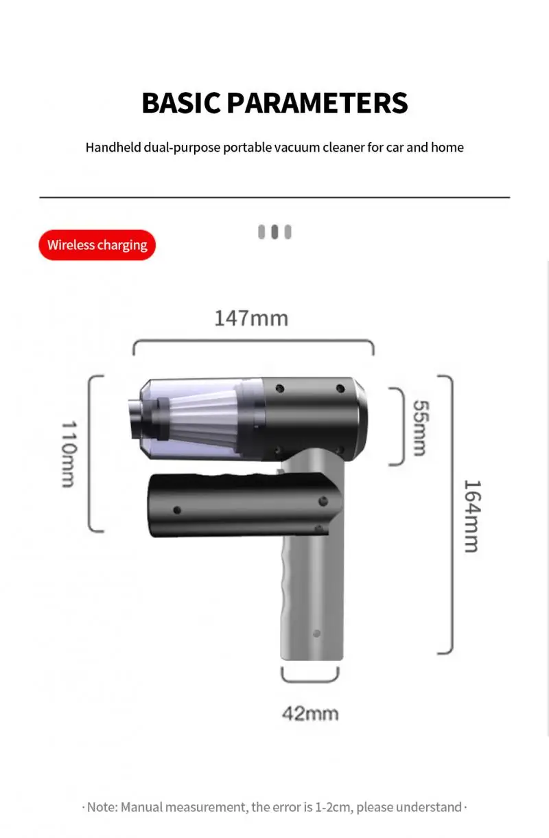 20000Pa Wireless Car Vacuum Cleaner Cordless Handheld Auto Vacuum Home & Car Dual Use Mini Vacuum Cleaner With Built-in Battrery