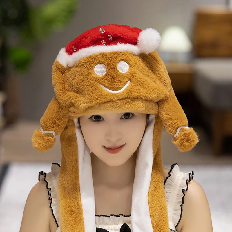 Christmas Plush Hats Ear Moving Jumping Hat Santa Claus Elk christmas beanie hat for Kids Adults Cosplay Party