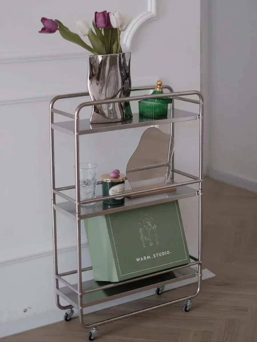 Minimalist Storage Car Multi-Functional High-Capacity Space Saving Independent Storage Car Mobile Standing Rolling Shelf