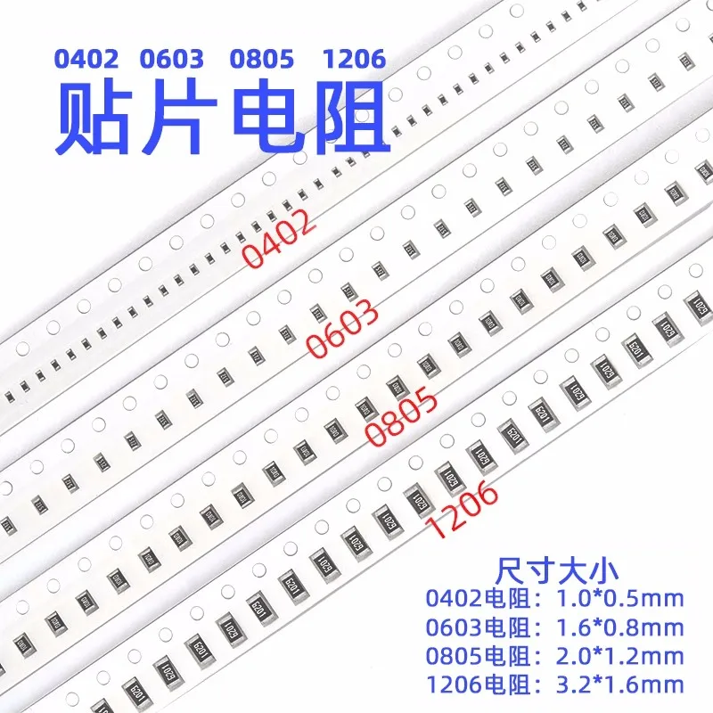 0402 5% SMD Chip Resistor 0R ~ 10M Resistors 0 1 10 100 150 220 330 470 ohm 1R 10R 100R 1K 2.2K 10K 100K 1M 10000PCS Full Reel Smd Resistor Smd Chip Resistor