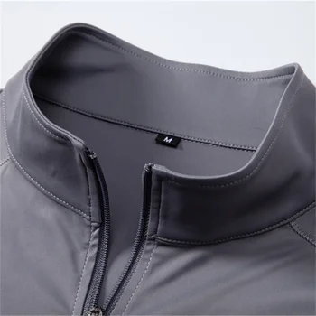 AIOPESON Men's UPF100+ Sun Protection Long Sleeve Shirt Solid Color Zipper Outdoor Shirts Stand Collar Quick Dry T Shirts 4