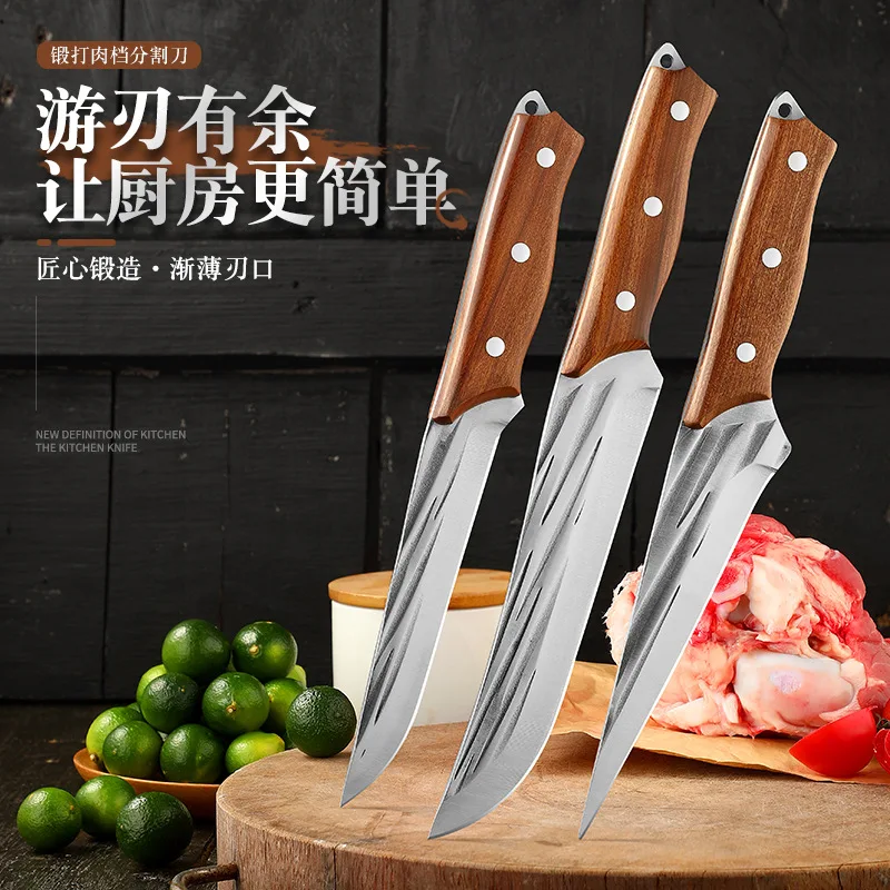 

Kitchen knife, butcher knife, hand forged bone knife, portable hunting knife, wooden handle