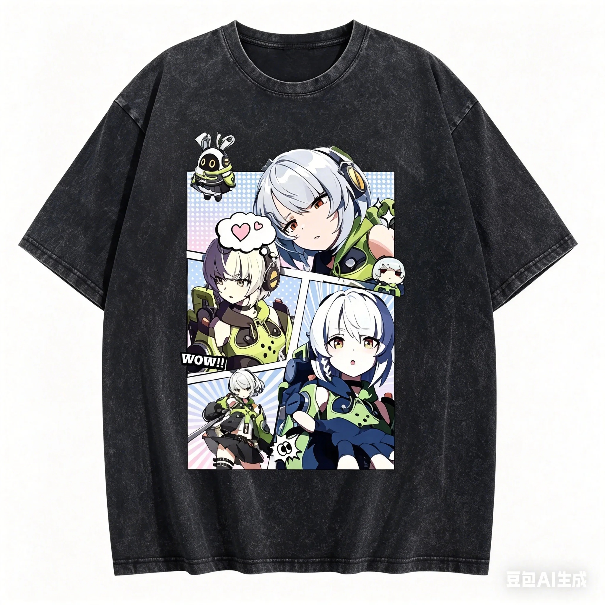 CookieRun Kingdom Washed T-Shirt, Persönlichkeitskleidung, neues Modell, Anime-T-Shirt, ganzjährige Kleidung, Paare, Übergröße, Unisex, klassisch – Detail 4