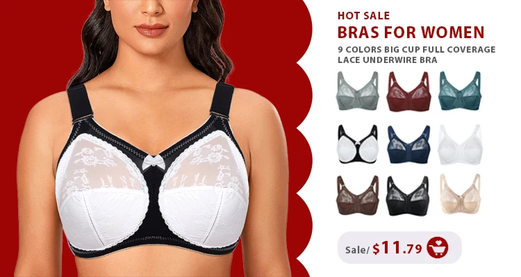 Women Bra Unlined White Plus Size Lace Bra Full Coverage Ultra Thin Wireless Adjusted-straps Big Minimizer Bras D E F G H I
