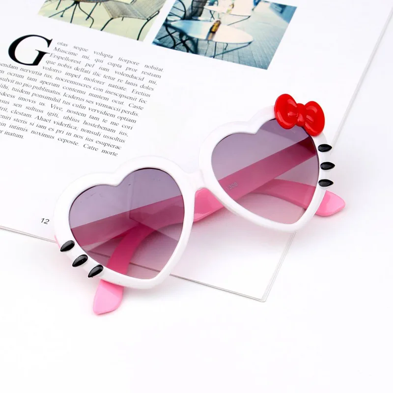 2024 Summer Hellokittys Children's Sunglasses Anime Sanrioed Girl's Bow Love Shaped UV Protective Sunglasses Boy's Birthday Gift images - 6