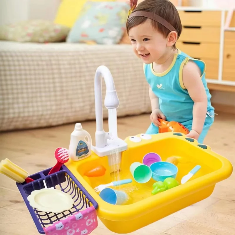 Real Dishwashers Realistic Kitchen Toys for Kids Electric Wash Dishes Kitchen Sink Cooking Dishwasher Set Set Toys