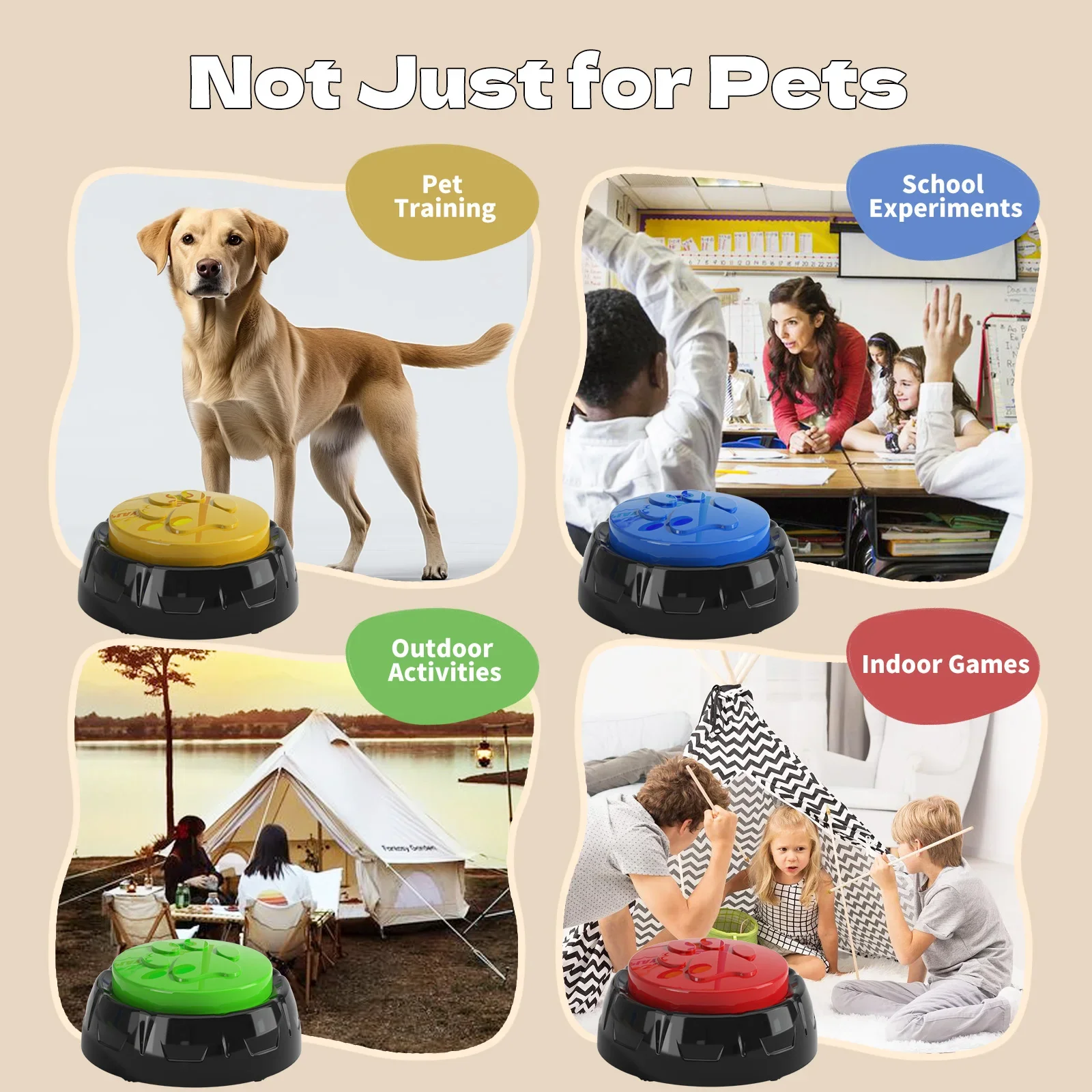 Pet Talking Buttons Dog Training Button 30S Recording Training Buttons for Dogs Communication Buzzers Colorflu Talking Buttons 4