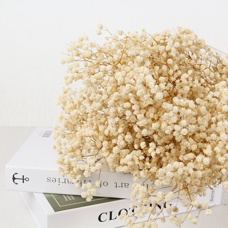 Droogbloemen babyadem boeket in naturel beige