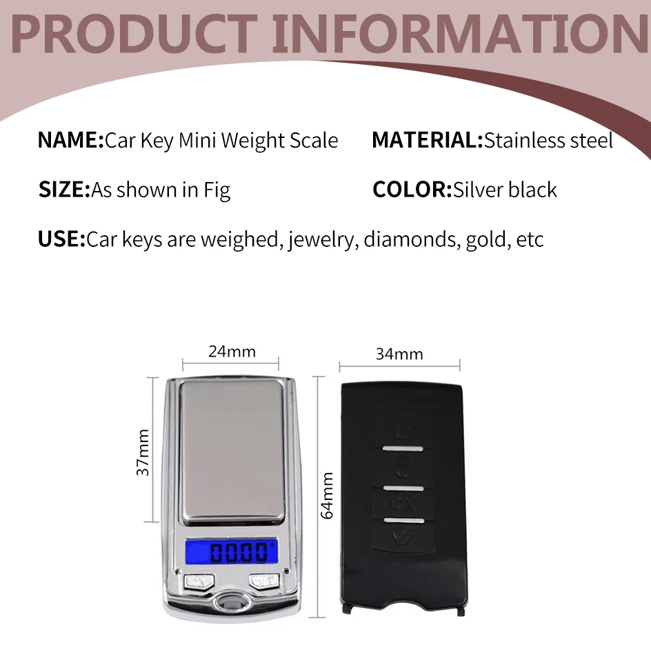 1/2pc 디지털 휴대용 고정밀 미니 무게 규모 균형 야간 투시경 전자 Led 쥬얼리 정확한 자동차 키 그램 규모