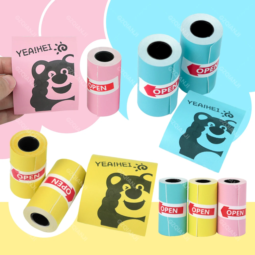 3/6Rolls Thermal Adhesive Sticker Notes Paper Label Photos Color Labels Paper Rolls for 58mm 57mm Mini Printer PeriPage PAPERANG