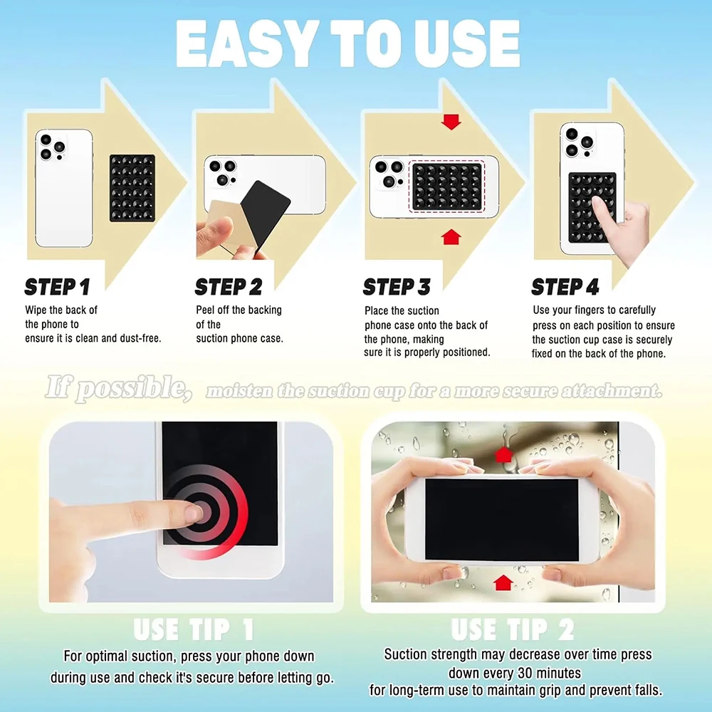 2PCS Starke Grip Telefon Halter Klebstoff Silikon Saug Telefon Fall Halterung Anti-Slip Hände-Freies Klebrige Handy grip Steht – Detail 2