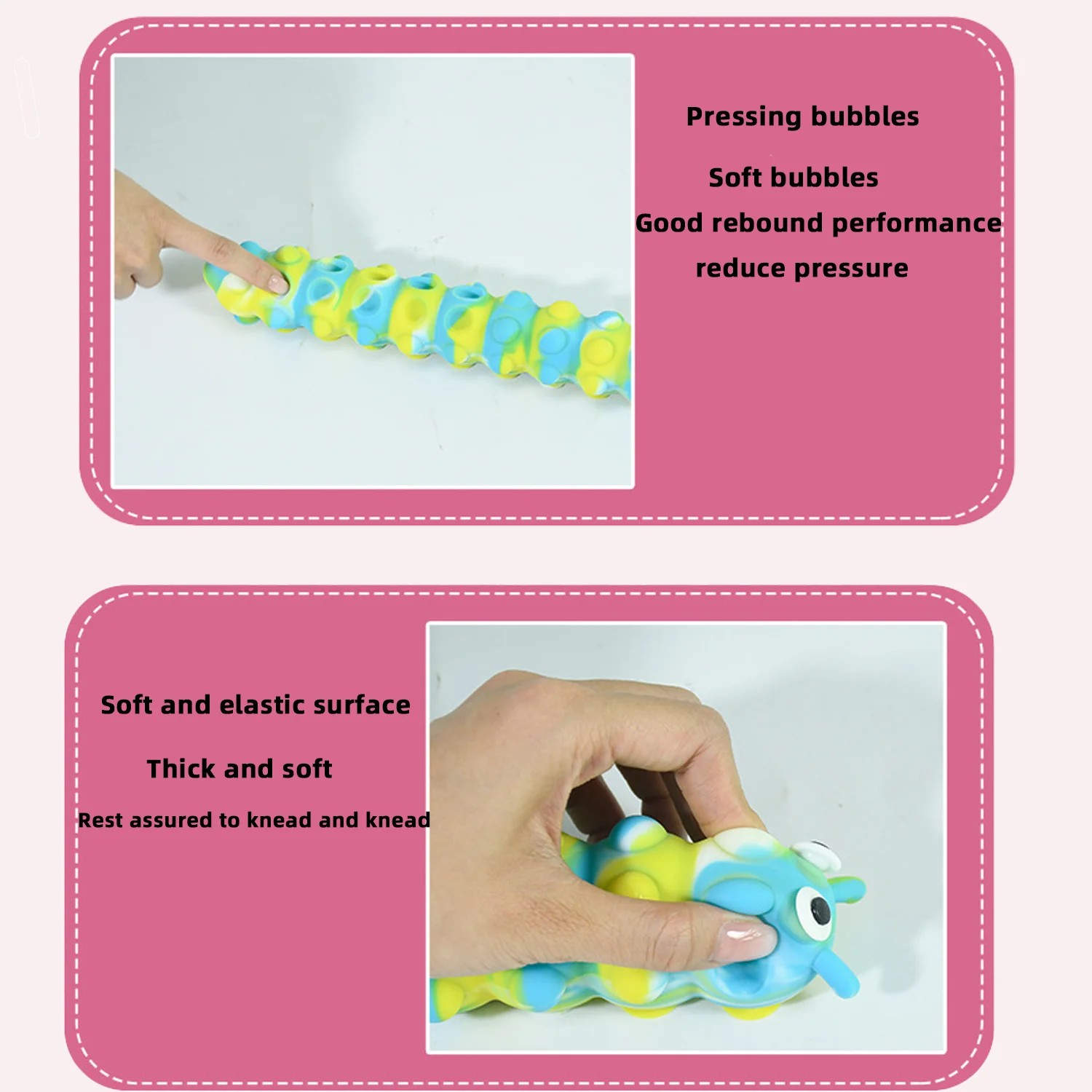 Children's cartoon puzzle caterpillar toy, bubble decompression silicone magic suction cup caterpillar, soothing body and mind 3
