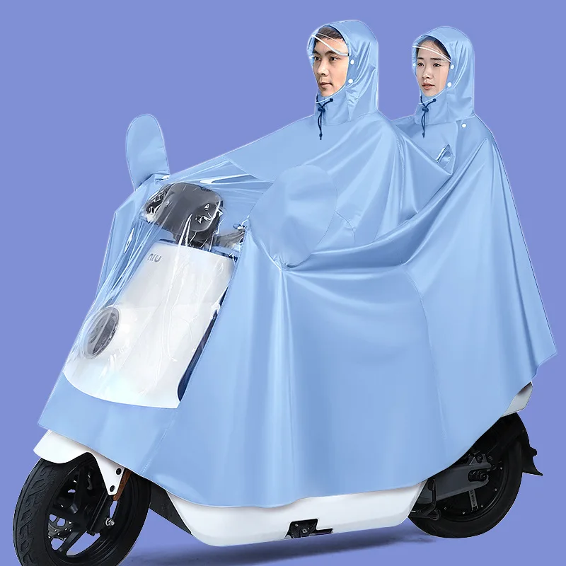 Motorcycle Raincoat Rain Poncho Bike Raincoat 1 PC Raincoat Electric Car Thickened Lengthened Adult Battery Car Raincoat Double Motorcycle Poncho