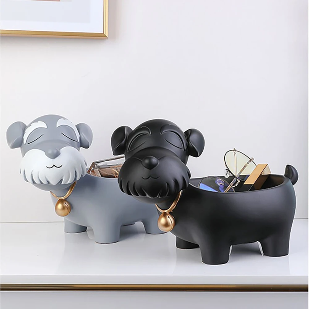 

Cute Dog Resin Art Sculpture Candy Makeup Storage Box Home Decoration Living Room Decor Figurine Bedroom Decoration Craft Gifts