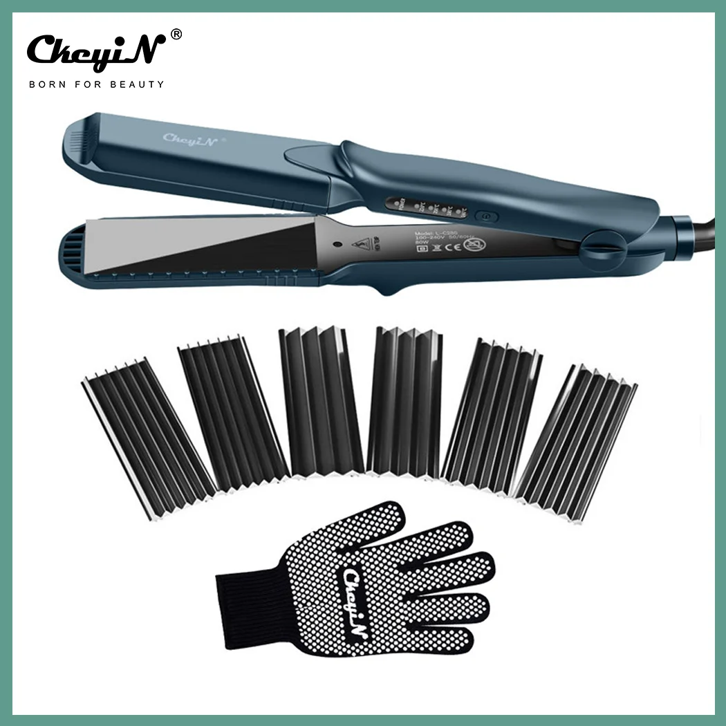 Plancha de pelo en 1 cerámica intercambiable, rizador de pelo plana, ondulada, 46 - AliExpress Belleza y salud