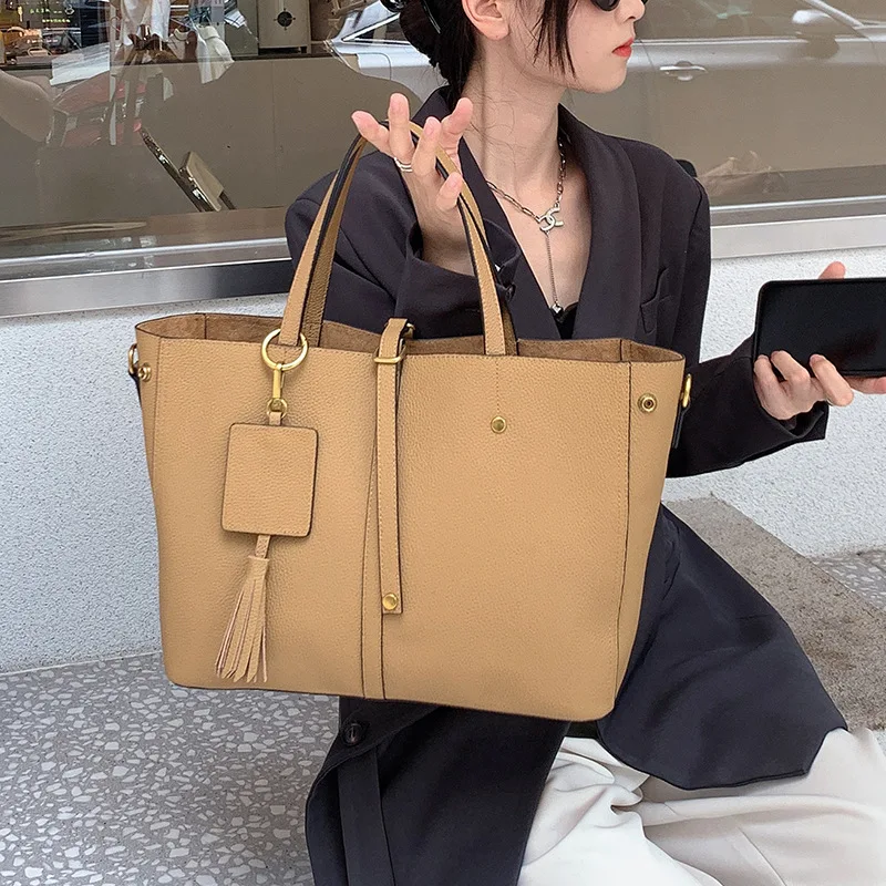 Bag Crossbody Tote Shoulder Y2k Women's New Style Genuine Leather Head Layer Cowhide Versatile Underarm Large Capacity Retro