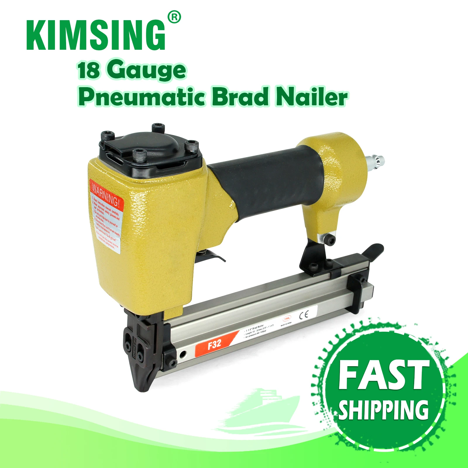 Meite F32 18 Gauge Pneumatic Brad Nailer Air Finish Nail Gun Fits 10-32mm Nails, for Woodworking, Cabinets, Windows Doors kimsing p620 23 gauge 20mm length copper coating headless pin nails 10 000 pcs box for woodworking cabinets windows doors