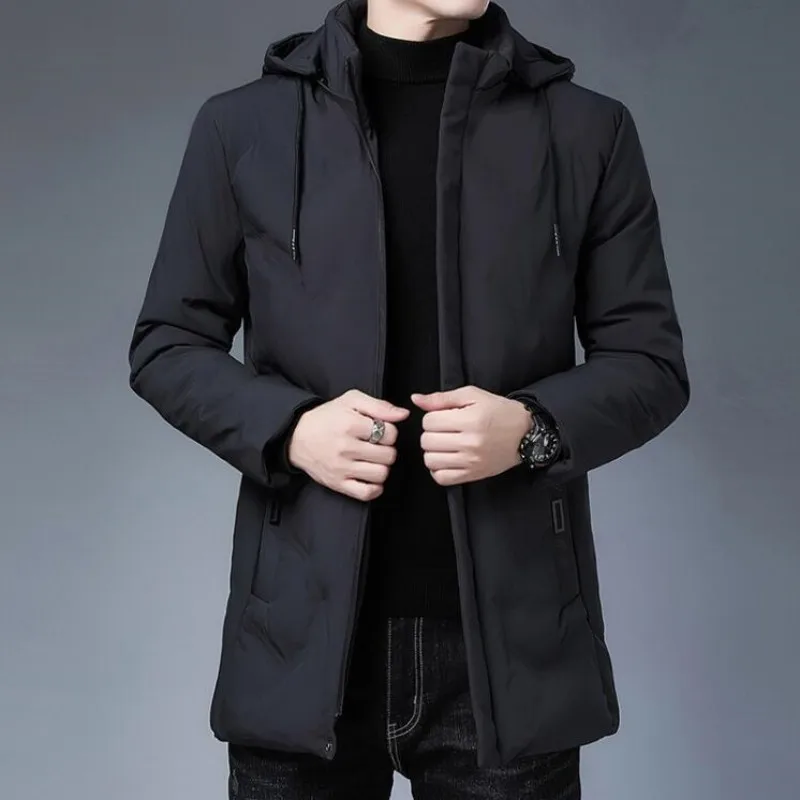 

2023 Top Quality Brand Casual Fashion Thicken Warm Men Long Parka Winter Jacket With Hood Windbreaker Coats Mens Clothing