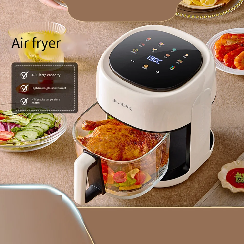 

Household Large-Capacity Glass Visual Liner Air Fryer Intelligent Multi-Functional Deep Frying Pan Hot Products 220V