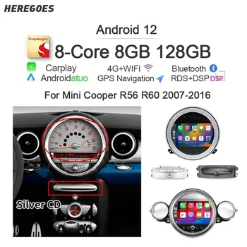 Radio con GPS para coche, reproductor con Android 13, 8G, 128GB, Carplay, Wifi, para Mini Cooper Countryman R55, R56, R60, 2007-2014, Plata 1