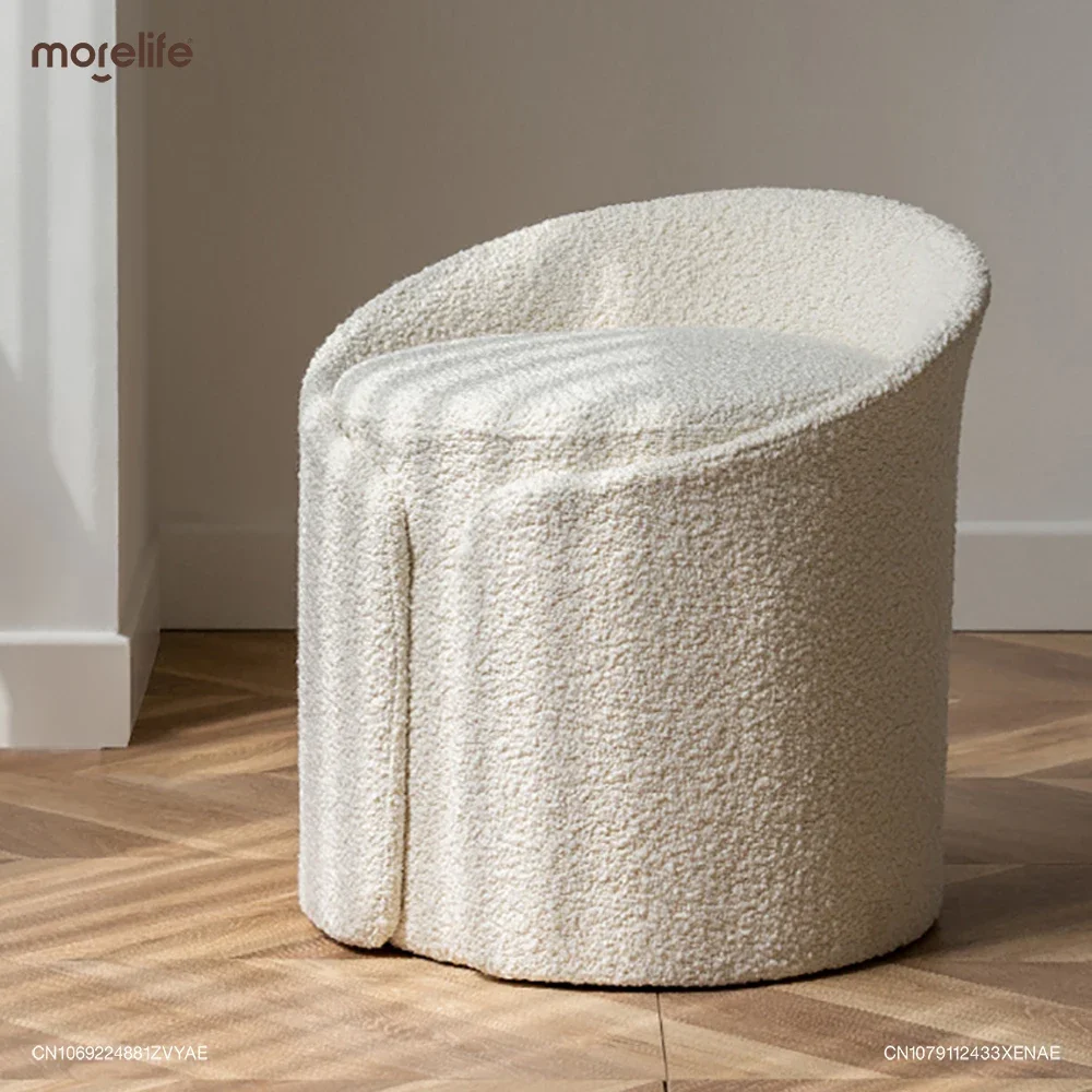 

Nordic Creative White Cashmere Lamb Footstool Minimalism Living Room Shoe Changing Bench Circular Makeup Stool Home Furniture Au