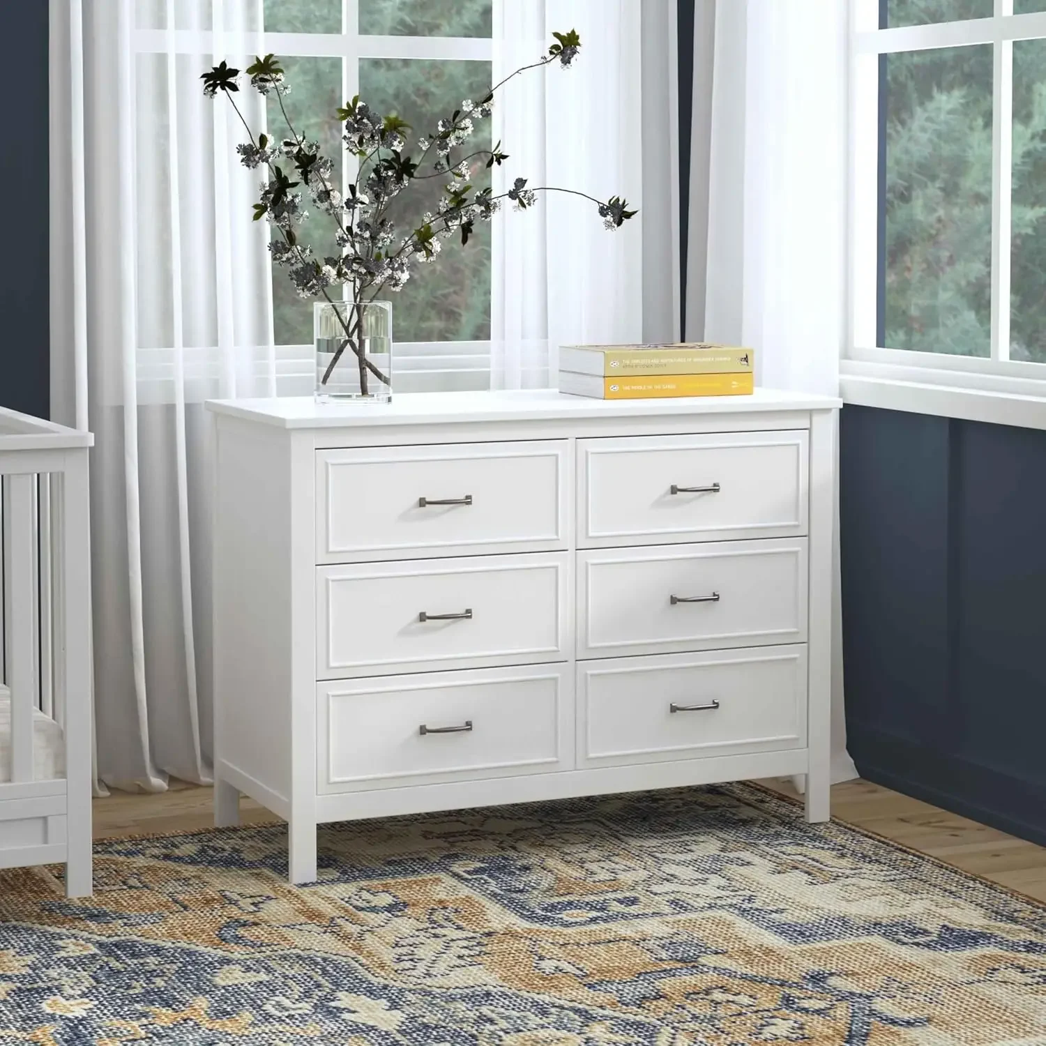 NEW-Charlie 6-Drawer Double Dresser in White