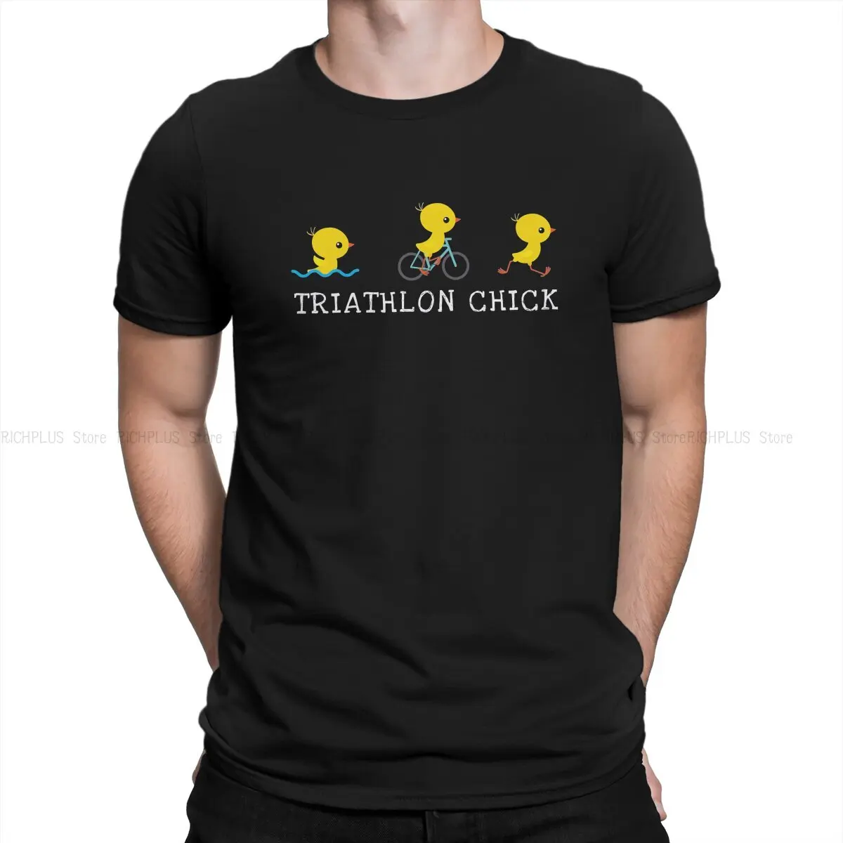

Triathlon Chick Funny Cute Triathlete Classic Men Polyester TShirt Mountain Bike MTB O Neck Short Sleeve T Shirt Birthday Gifts