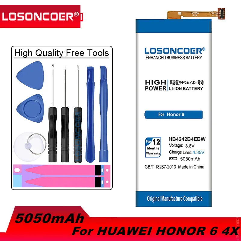 

LOSONCOER 5050mAh HB4242B4EBW for Huawei Honor 6 Battery H60-L01 H60-L02 H60-L11 H60-L04 4X Che2-l11