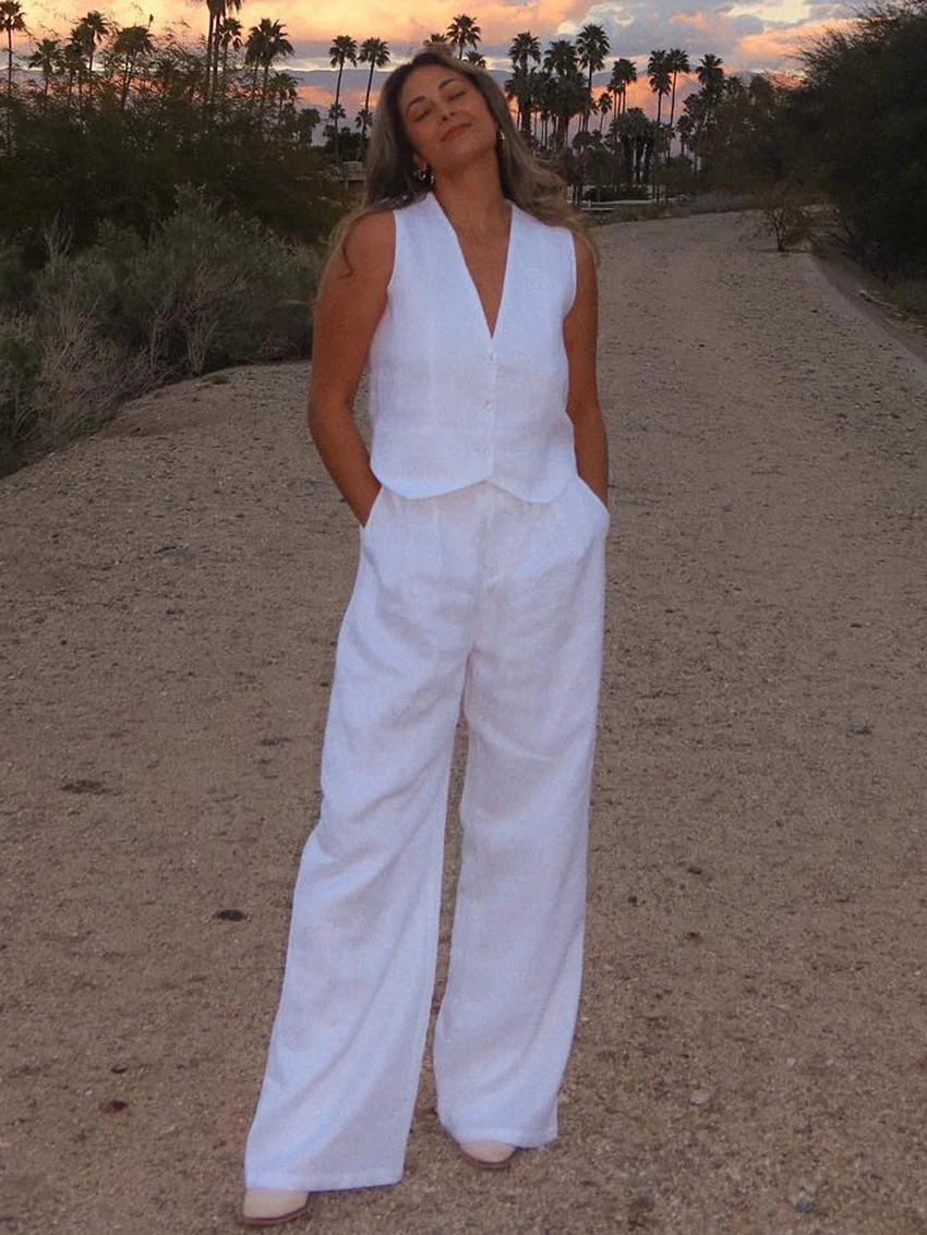 Marthaqiqi Fashion Ladies Pajamas Set Sexy V-Neck Sleepwear Tank Tops Nightwear Pants Causal Cotton Women Nightie 2 Piece Suits