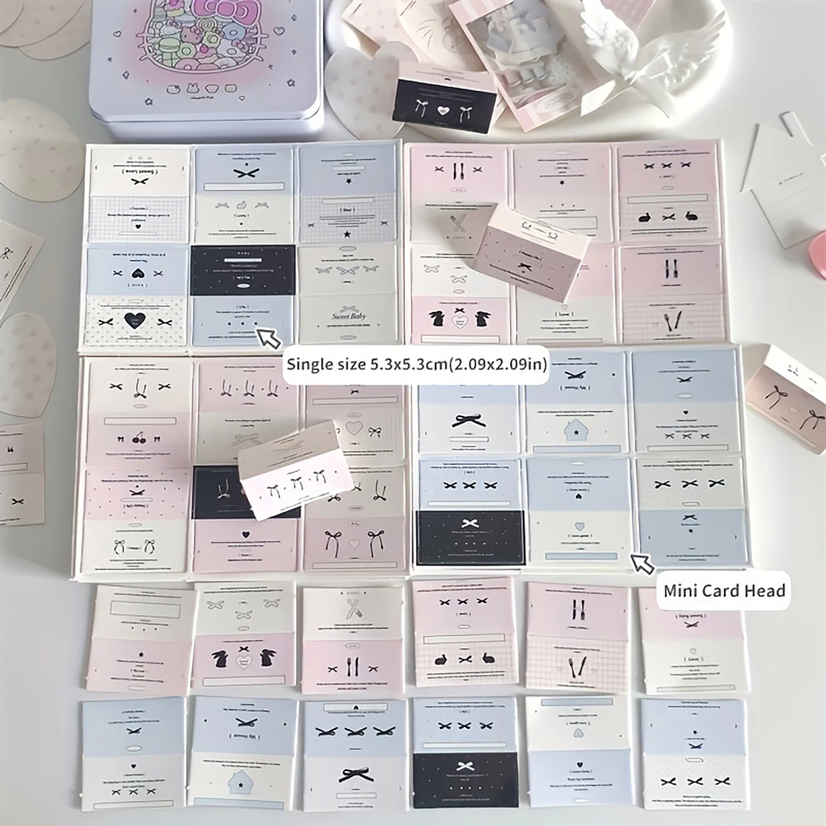 Folded Paper Cards 30pcs Mini Folded Cards with Crease Lines-Korean INS Style Label Holders for Jewelry & Gift Packaging 5 Sheets of Creative Pa