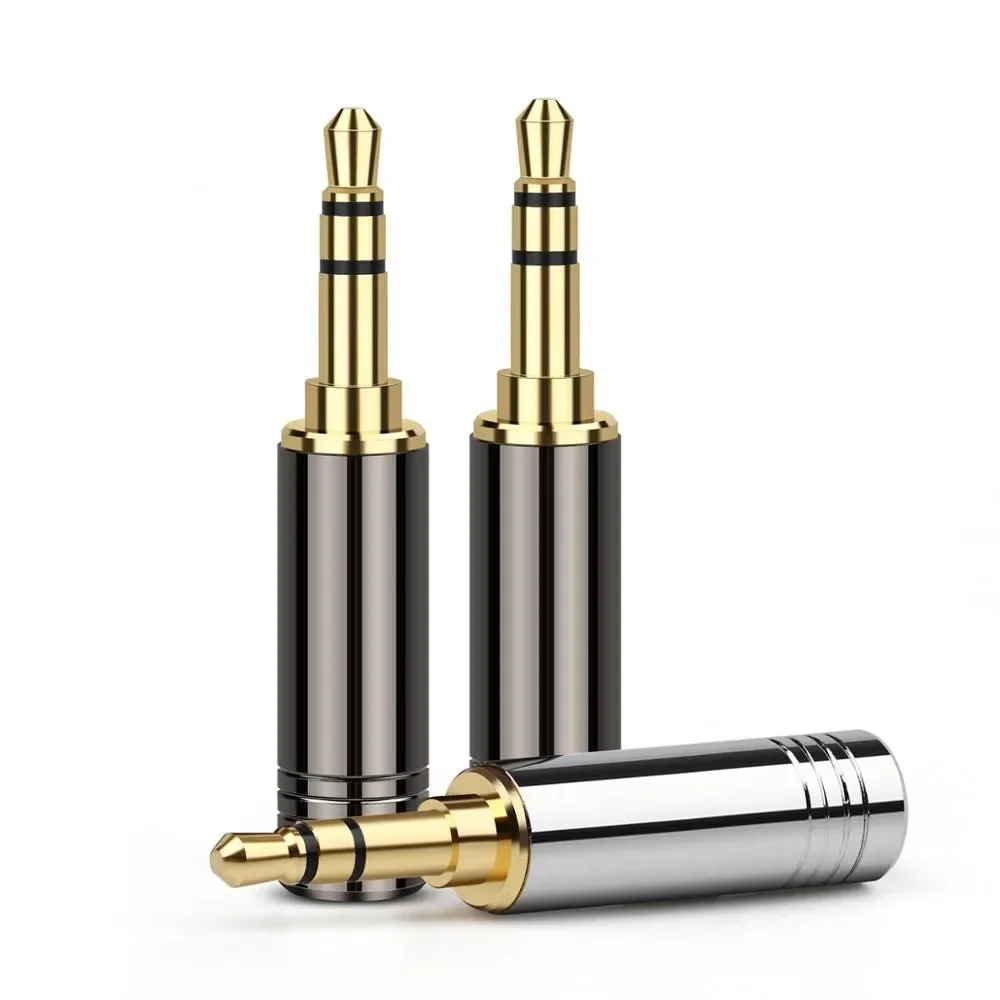 

5PCS 3.5mm Audio Jack 3 Pole Stereo HiFi Earphone Plug With Steps Adapter Bright Aluminum Shell Headphone Metal Wire Connector