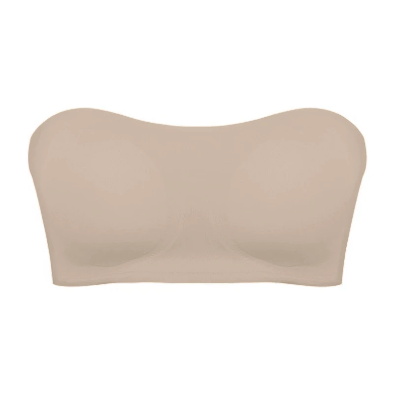 Removable Padded Soft Ice Silk Traceless Women Brasseries Wire Free Seamless Bra For Women Strapless Bra
