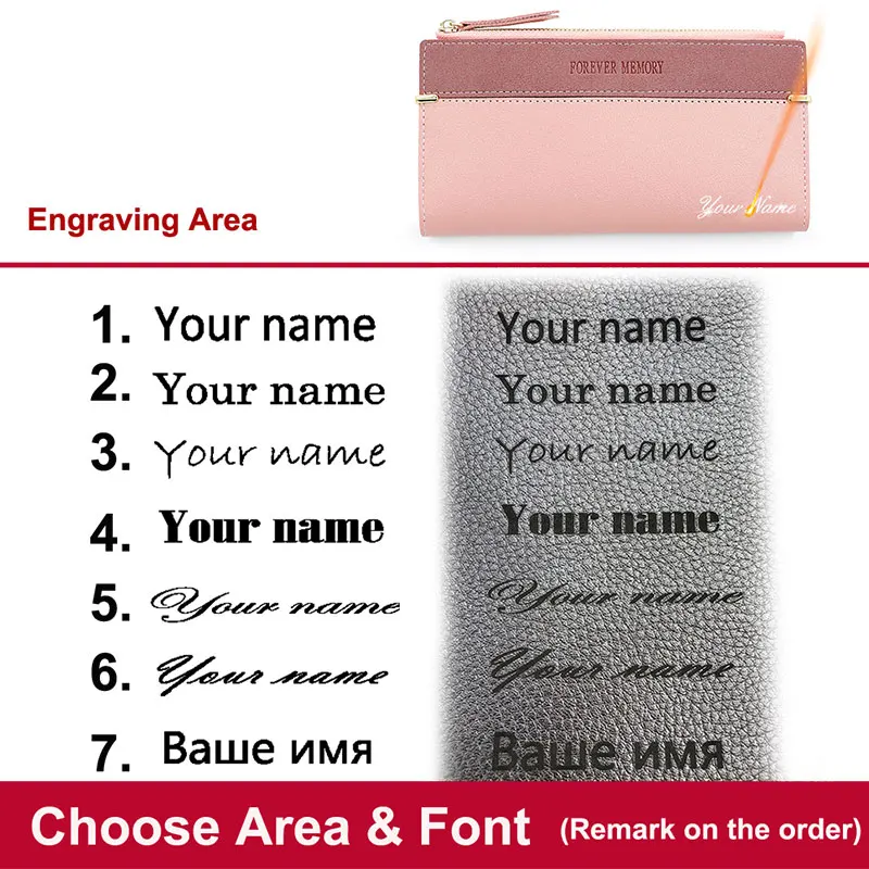 2024 New Long Women Wallets Clutch Zipper Coin Pocket Name Engraved Female Wallet Large Capacity Card Holder Brand Women's Purse 6