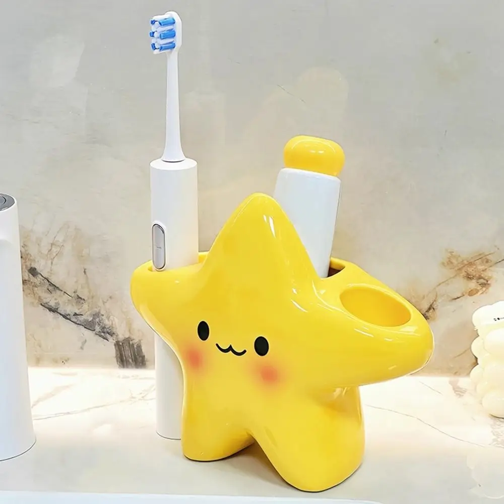 Cute Cartoon Star Electric Toothbrush Stand Bathroom Vanity Toothpaste & Toothbrush Holder